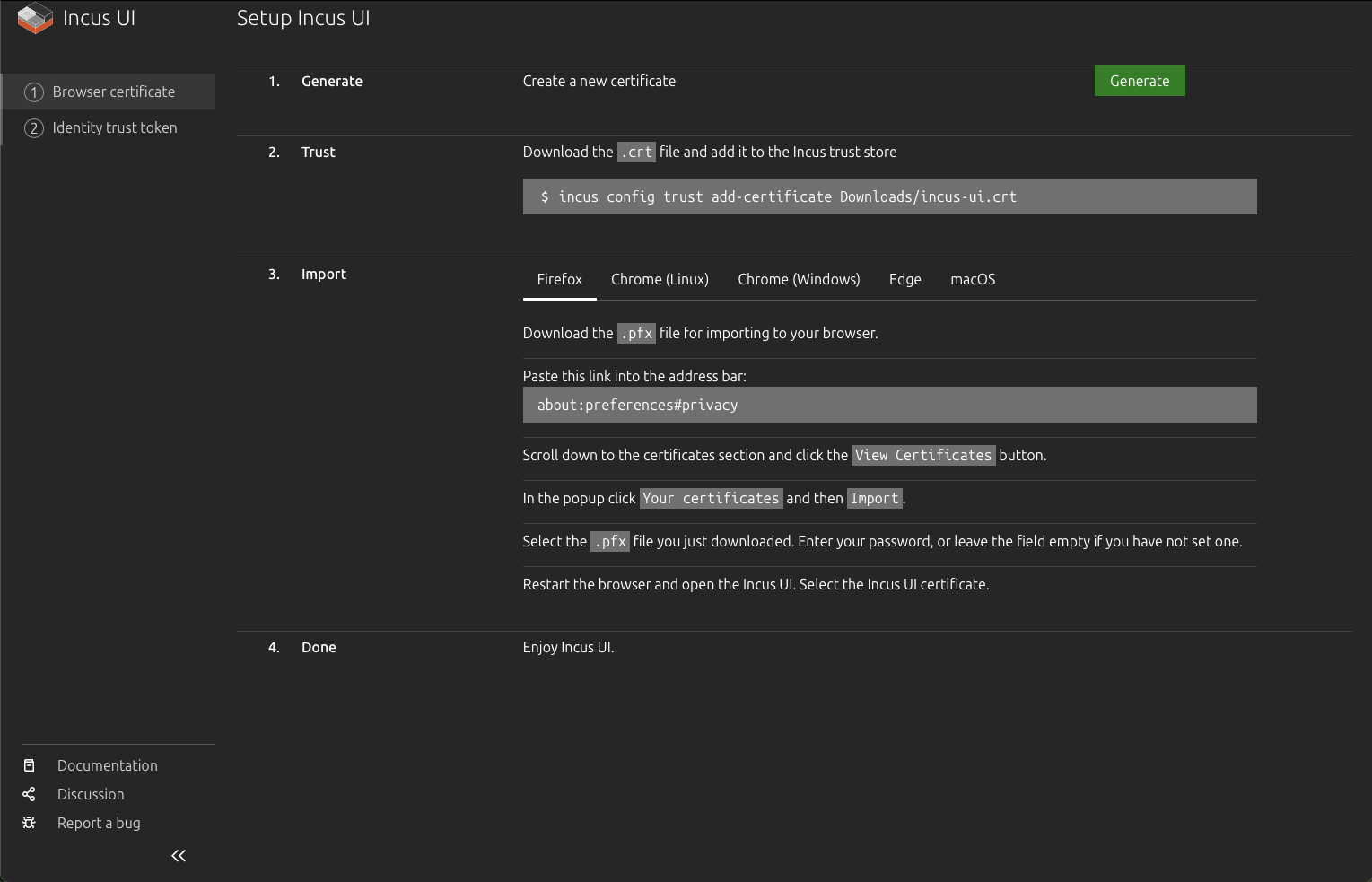 Incus Web UI